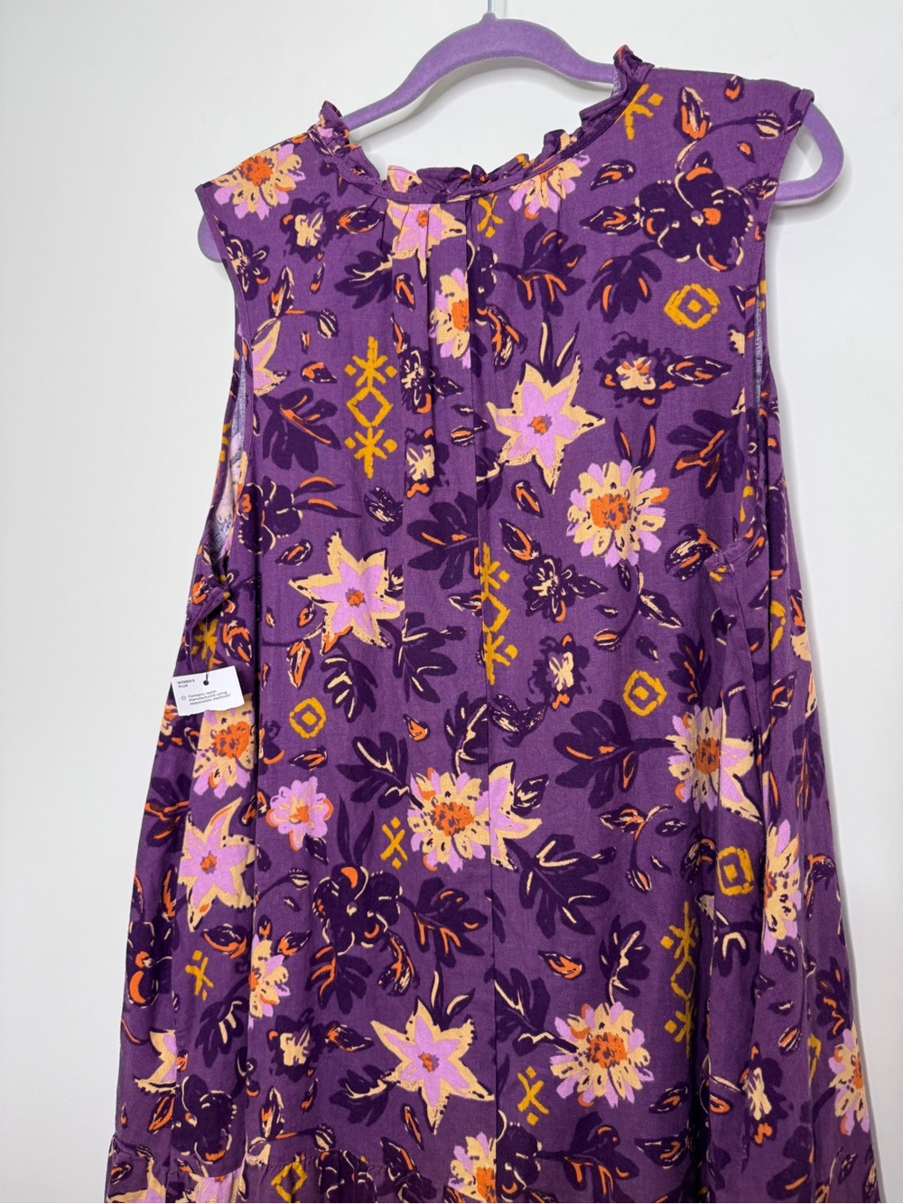 Sonoma Purple Floral V-Neck Tiered Mini Dress - Picture 6 of 7